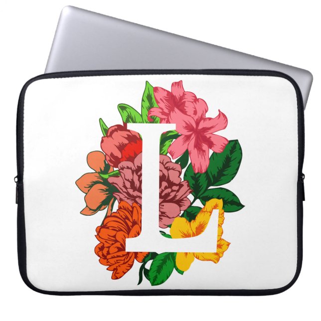 Capital letter L floral monogram Laptop Sleeve (Front)
