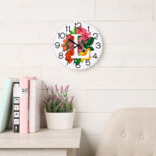 Capital letter L floral monogram Large Clock