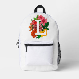 Capital letter L floral monogram Printed Backpack