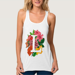 Capital letter L floral monogram Singlet
