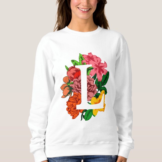 Capital letter L floral monogram Sweatshirt (Front)