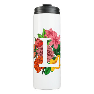 Capital letter L floral monogram Thermal Tumbler