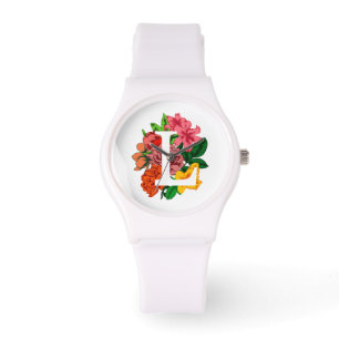 Capital letter L floral monogram Watch