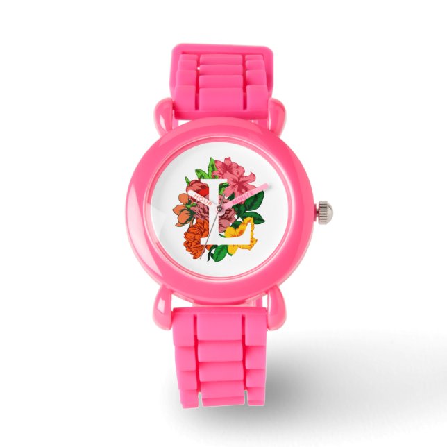 Capital letter L floral monogram Watch (Front)