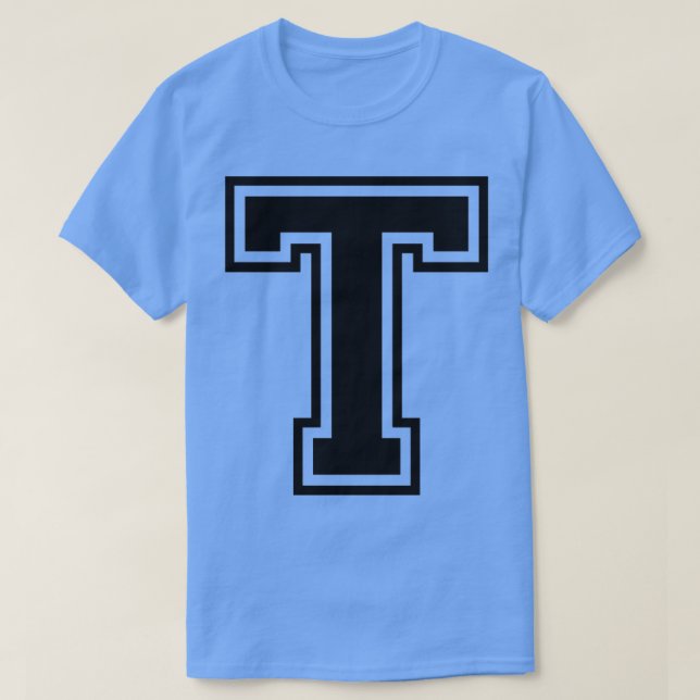Capital Letter Name Initial Monogram T Black Text T-Shirt (Design Front)