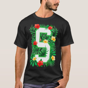 Capital Letter S Alphabet Monogram Initial Flower T-Shirt