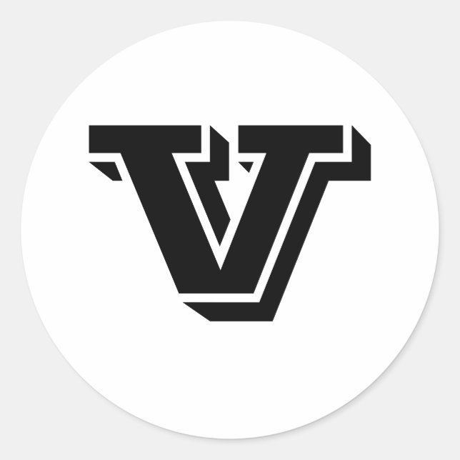 Capital Letter V Small Round Stickers by Janz (Front)
