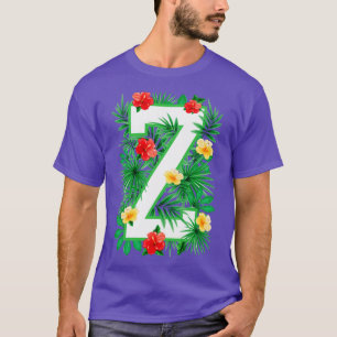 Capital Letter Z Alphabet Monogram Initial Flower  T-Shirt