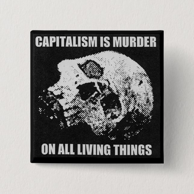 capitalism is murder button (Front)