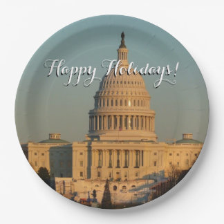 Capitol at Christmas Washington DC Holiday Paper Plate