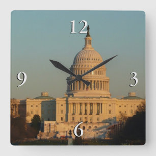 Capitol at Christmas Washington DC Holiday Square Wall Clock
