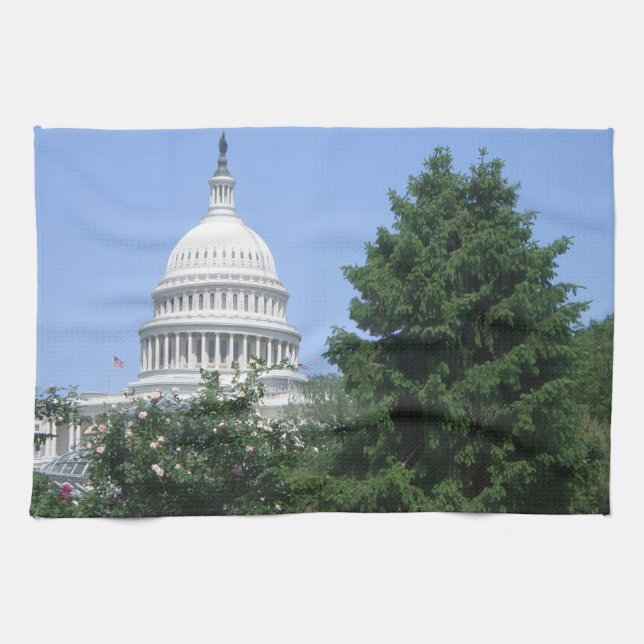 Capitol Building from Bartholdi Park Tea Towel (Horizontal)
