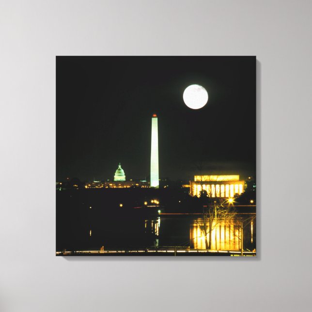 Capitol Building, Lincoln Memorial, Washington Canvas Print (Front)