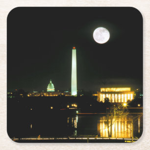 Capitol Building, Lincoln Memorial, Washington Square Paper Coaster