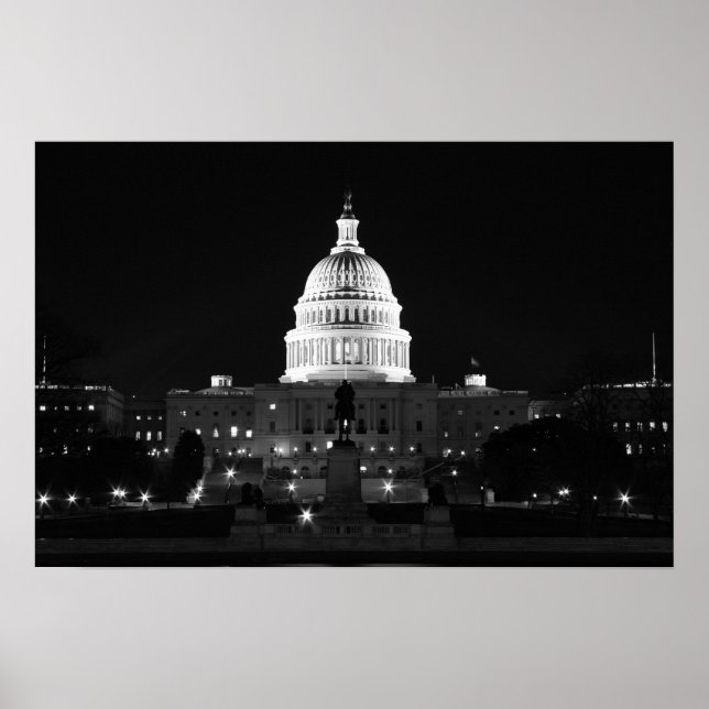 Capitol Night B&W Poster (Front)