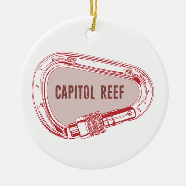 Capitol Reef Climbing Carabiner Ceramic Tree Decoration (Front)