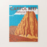 Capitol Reef National Park Cathedral Valley Loop Jigsaw Puzzle<br><div class="desc">Capitol Reef vector artwork design. The park surrounds a long wrinkle in the earth known as the Waterpocket Fold,  with layers of golden sandstone,  canyons and striking rock formations.</div>