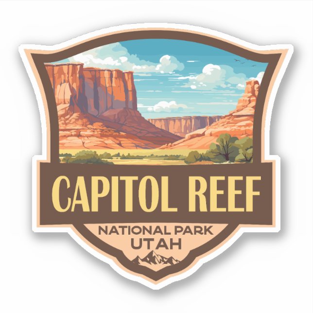 Capitol Reef National Park Illustration Retro Art (Front)