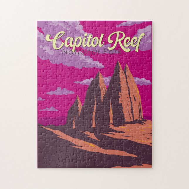 Capitol Reef National Park Illustration Travel Art Jigsaw Puzzle (Vertical)