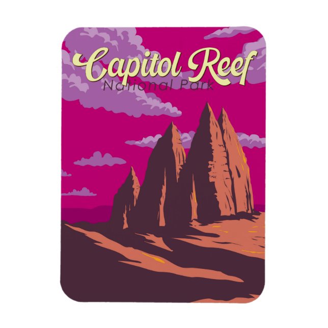 Capitol Reef National Park Illustration Travel Art Magnet (Vertical)