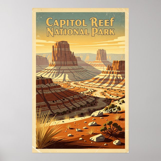 Capitol Reef National Park Retro Poster (Front)