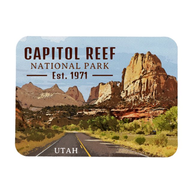 Capitol Reef National Park Utah Desert Watercolor Magnet (Horizontal)