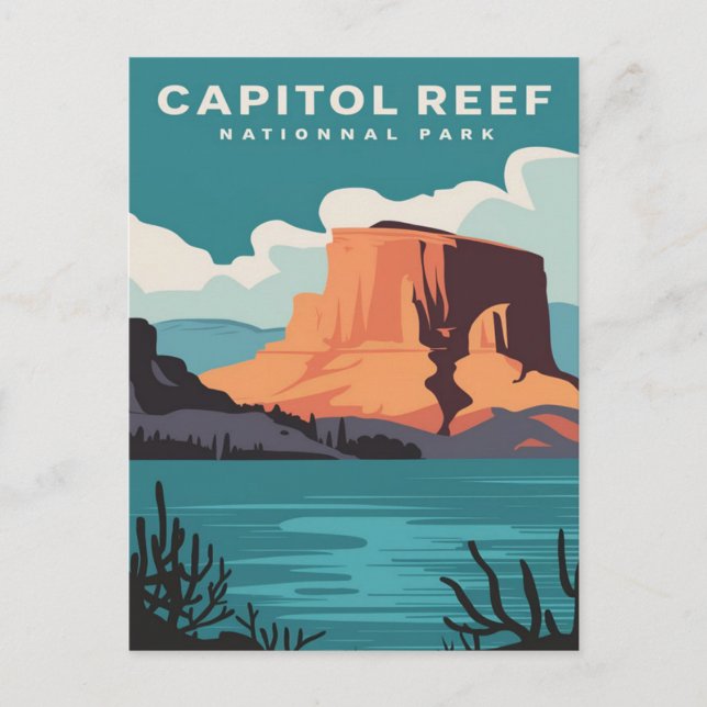 Capitol Reef National Park Utah Retro Travel Postcard (Front)
