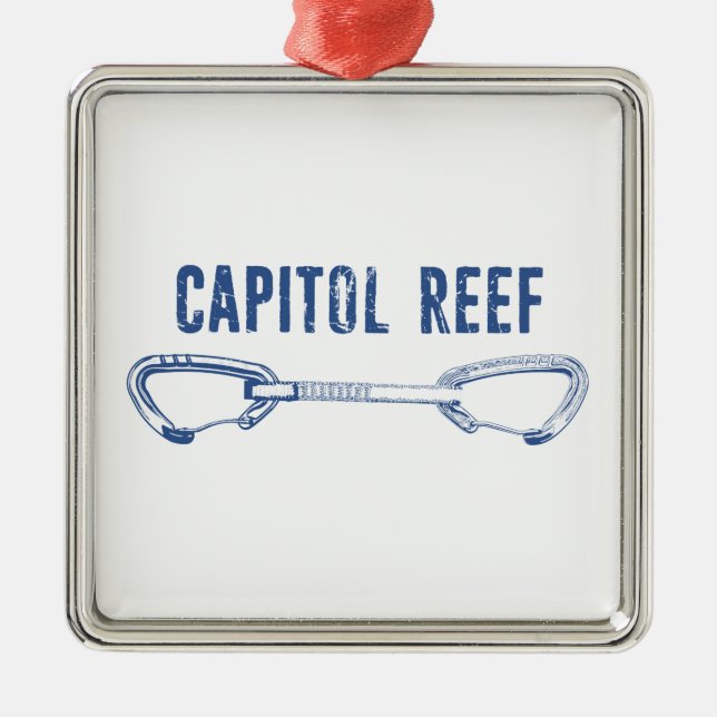 Capitol Reef Rock Climbing Quickdraw Metal Tree Decoration (Front)