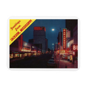 Capitol St. at Night, Jackson MS Vintage Magnet