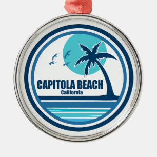 Capitola Beach California Palm Tree Birds Metal Tree Decoration