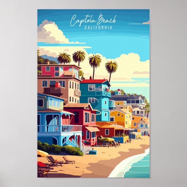 Capitola Beach California USA vintage travel Poster (Front)