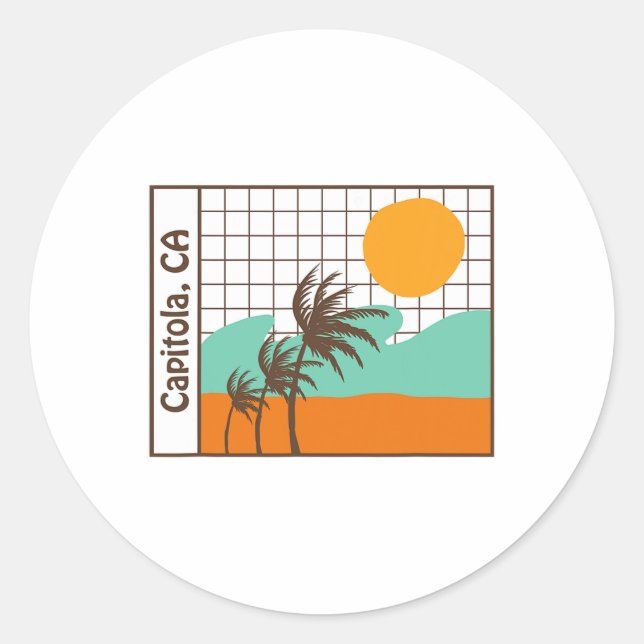 Capitola California Beach  Classic Round Sticker (Front)