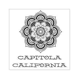Capitola California Mandala Rubber Stamp