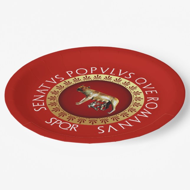 Capitoline Wolf Paper Plate (Angled)