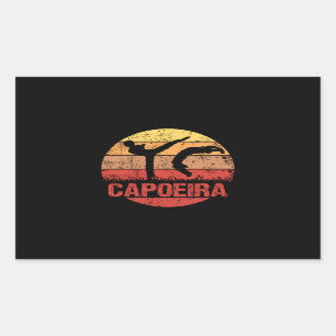 Capoeira Martial Art Sunset Silhouette Rectangular Sticker