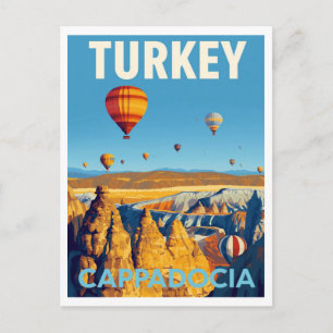 Cappadocia Hot Air Balloons Retro Postcard