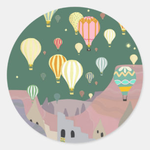 Cappadocia Night Art   Hot Air Balloon Turkey  Classic Round Sticker
