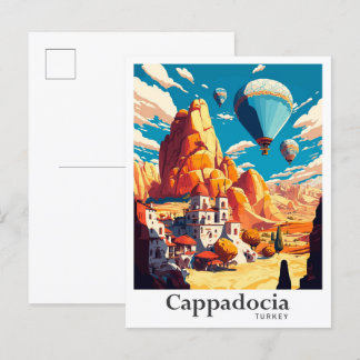Cappadocia Spain Vintage Travel Portrait  Postcard