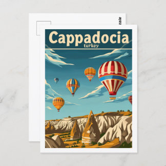 Cappadocia Turkey Vintage Famous Travel Place Postcard