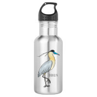 Capped heron bird cartoon illustration