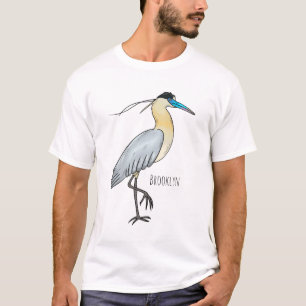 Capped heron bird cartoon illustration  T-Shirt