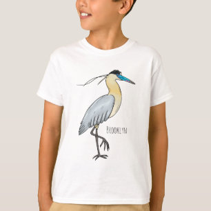 Capped heron bird cartoon illustration  T-Shirt