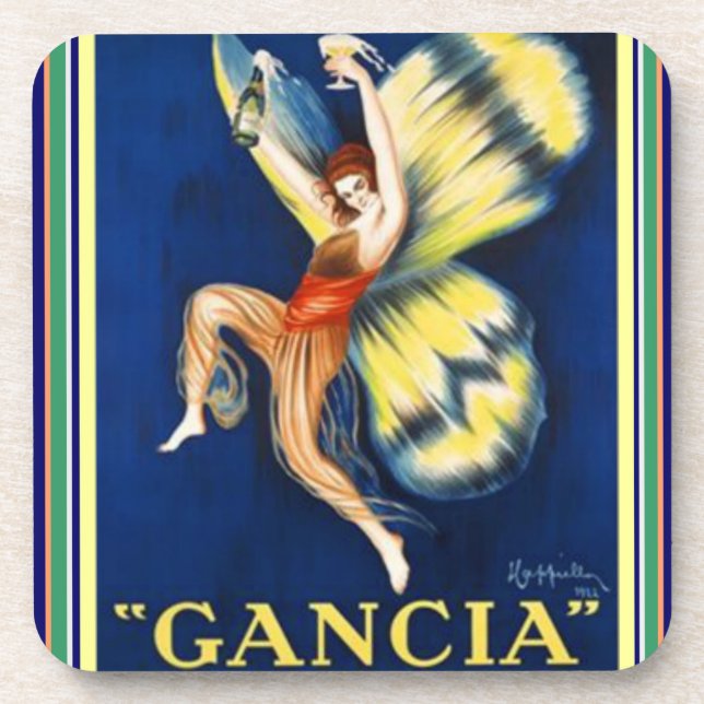 Cappiello Art Deco "Gancia" Ad Coaster Set (Front)