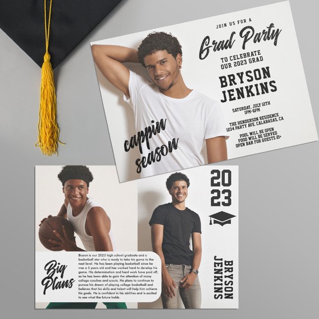 Cappin Season Masculine Graduation Invitation (Creator Uploaded)