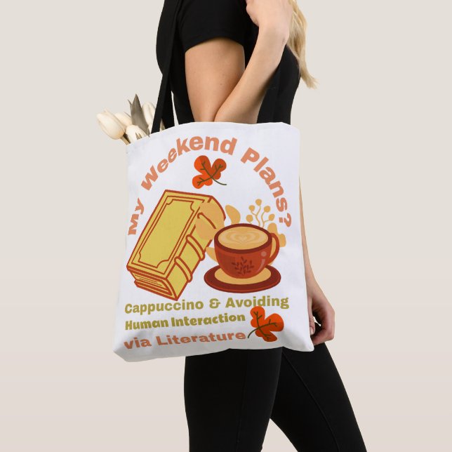 Cappuccino and book tote bag (Close Up)