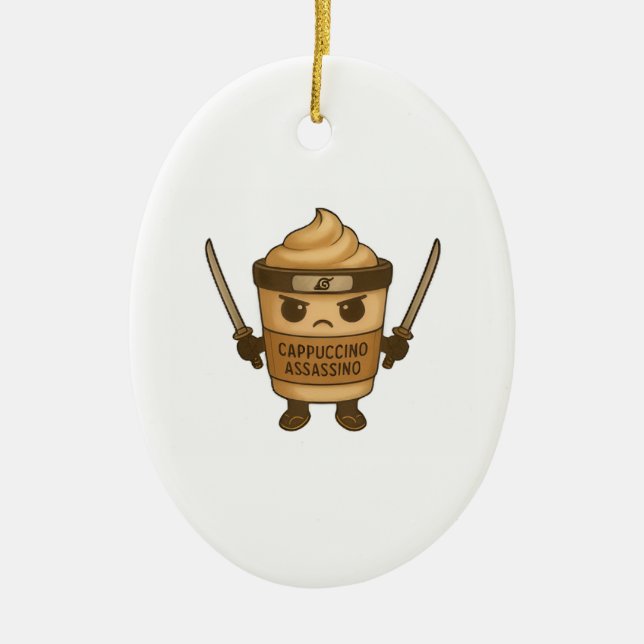 Cappuccino Assassino Italian Ceramic Tree Decoration (Front)