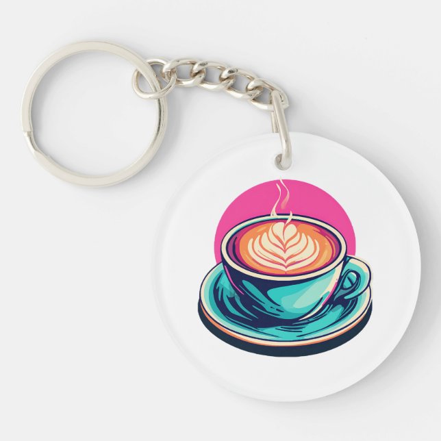 Cappuccino coffee cup key ring (Front)