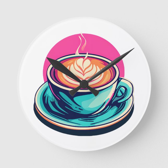 Cappuccino coffee cup round clock (Front)
