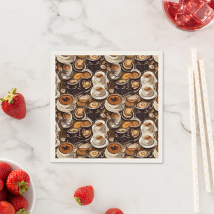 Cappuccino Coffee Oil Paint Pattern Napkin