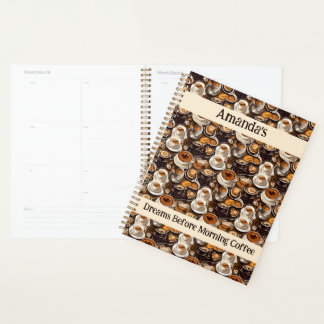 Cappuccino Coffee Oil Paint Pattern Personalised  Planner